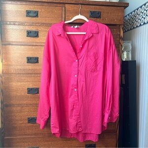 XXL TALL NWOT Hot Pink Old Navy Oversized Button Up
